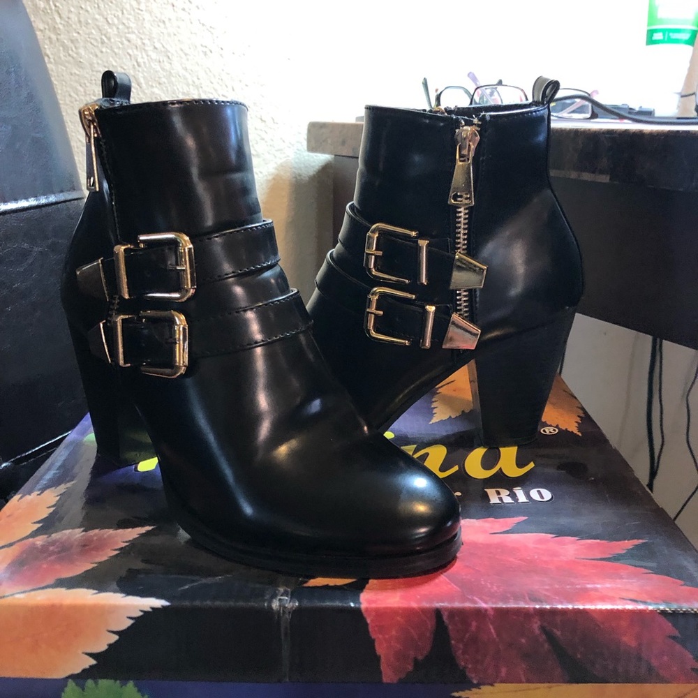 Black Patent Booties